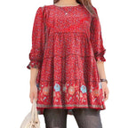 Damen elegante Bluse mit floralem Muster und mobiler Silhouette Sovae