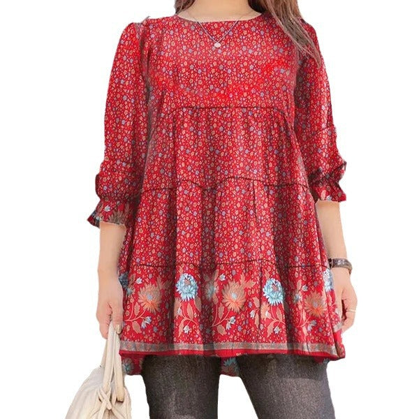 Damen elegante Bluse mit floralem Muster und mobiler Silhouette Sovae