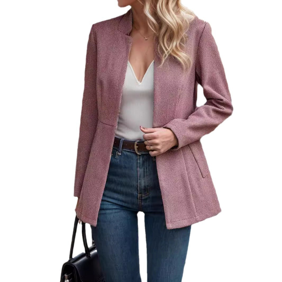 Damen elegante Blazerjacke im modernen Herringbone-Design Sovae