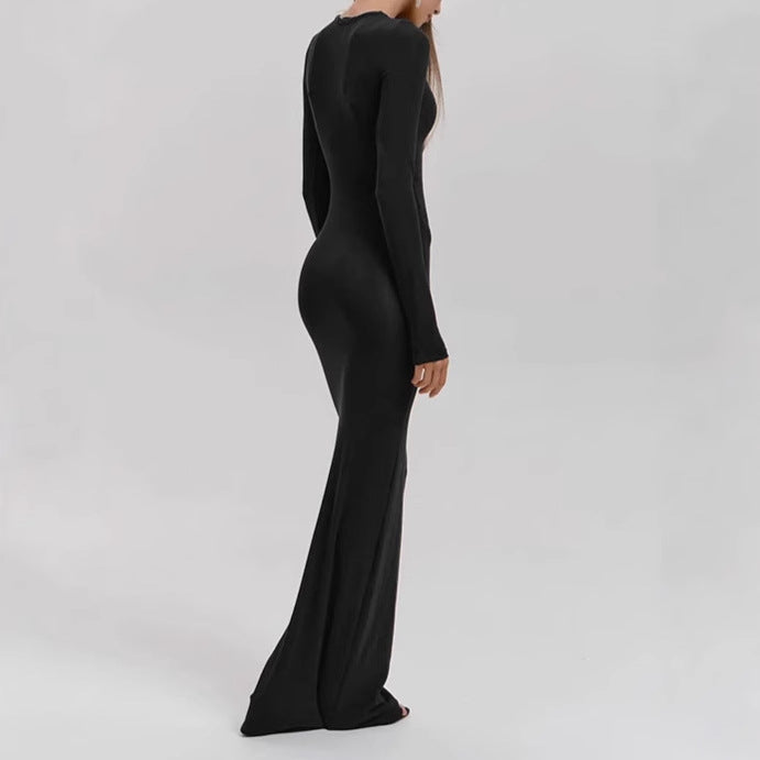 Damen Elegantes Langarm-Maxikleid mit figurformendem Schnitt und hohem Komfort Sovae
