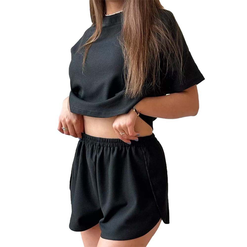 Damen lässiges Crop-Top und Shorts Set Sovae