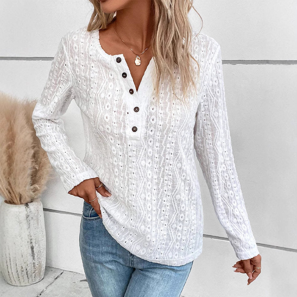 Damen Langarmshirt mit Knopfleiste Sovae
