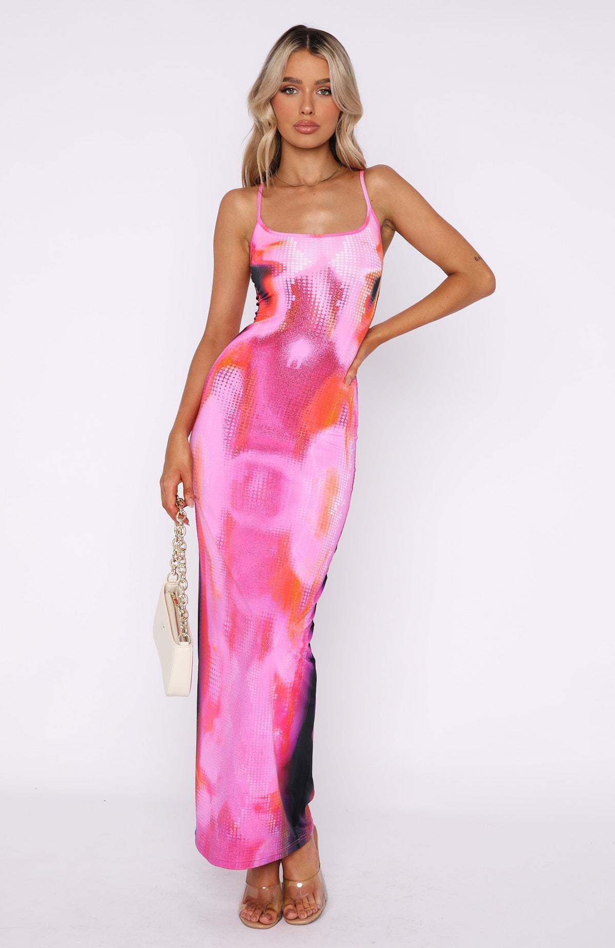 Damen figurbetontes Maxikleid mit schickem Grafikdesign Sovae