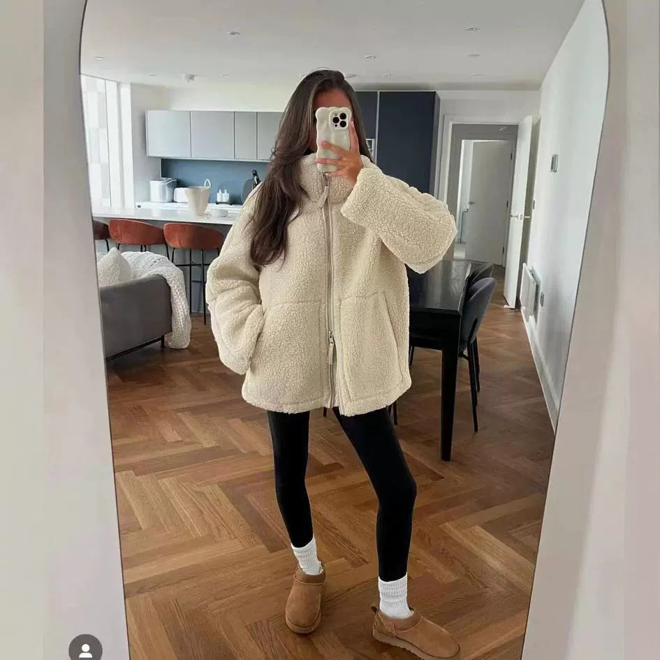 Damen Fleecejacke mit hohem Kragen und praktischen Taschen Sovae