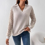 Damen Strickbluse mit Spitzenärmeln Sovae