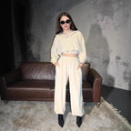 Damen sportliches Cropped-Set mit elastischem Bund Sovae