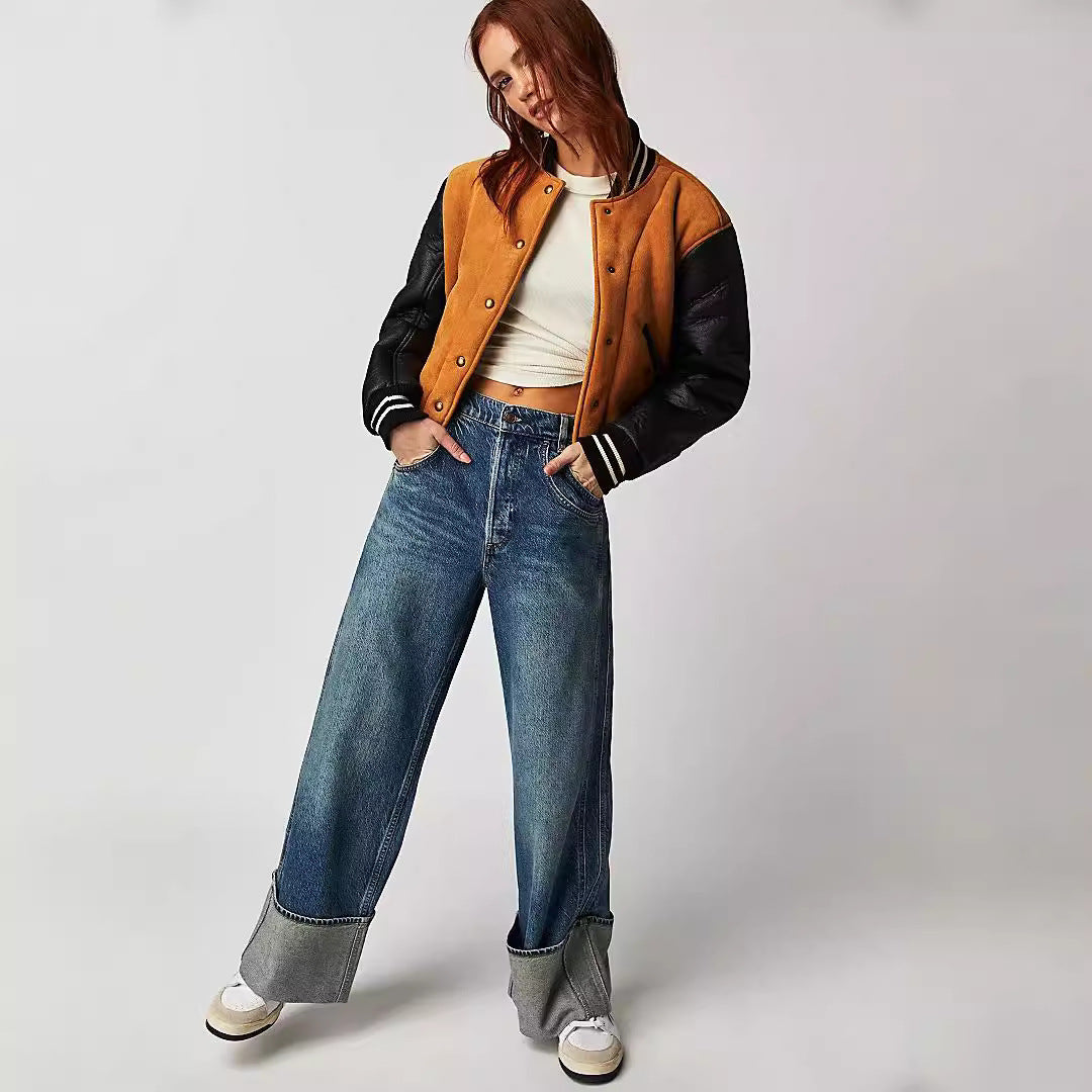 Damen Weit geschnittene Jeans mit elegantem Saum Sovae