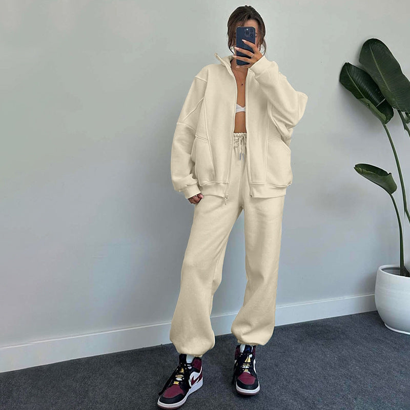 Damen lässiger Zweiteiler mit oversized Hoodie und Jogginghose Sovae