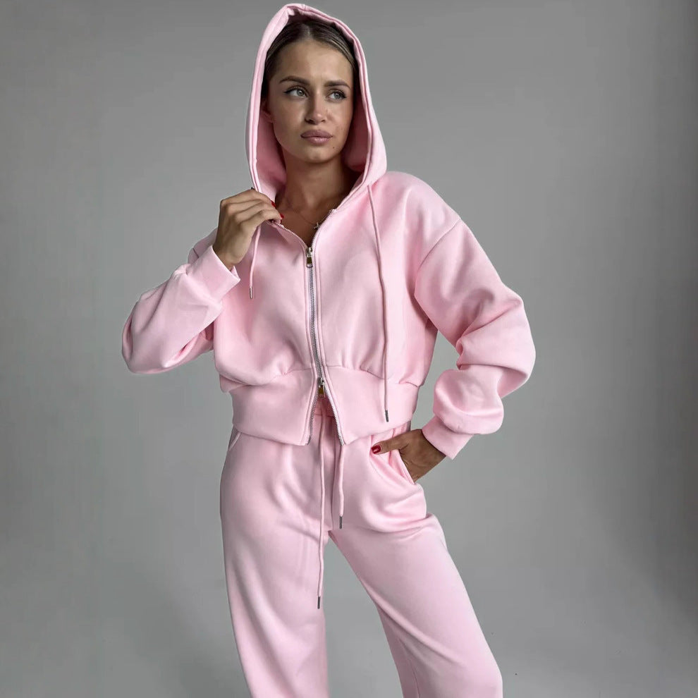 Damen cropped Hoodie und entspannte Jogginghose Set Sovae