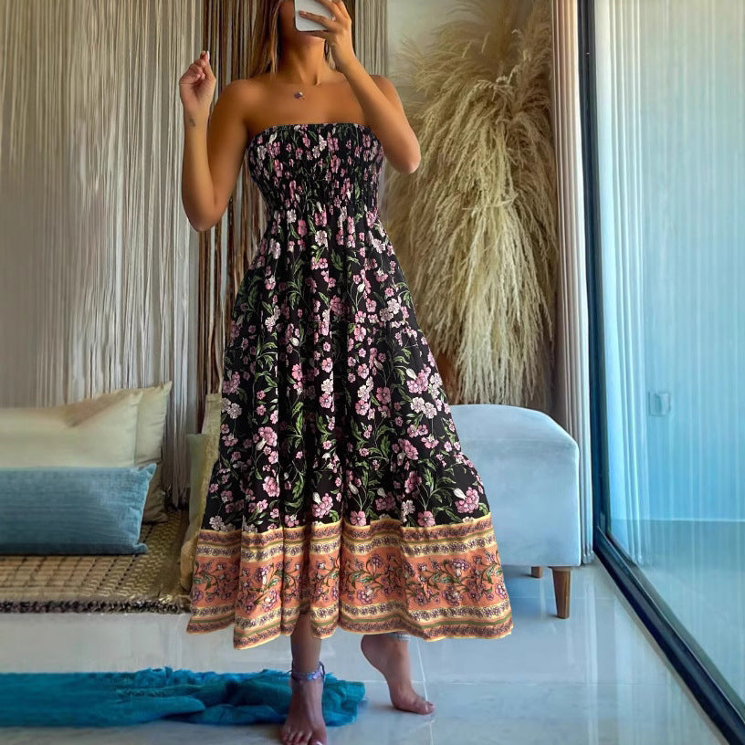 Damen luftiger Maxirock mit floralem Design Sovae