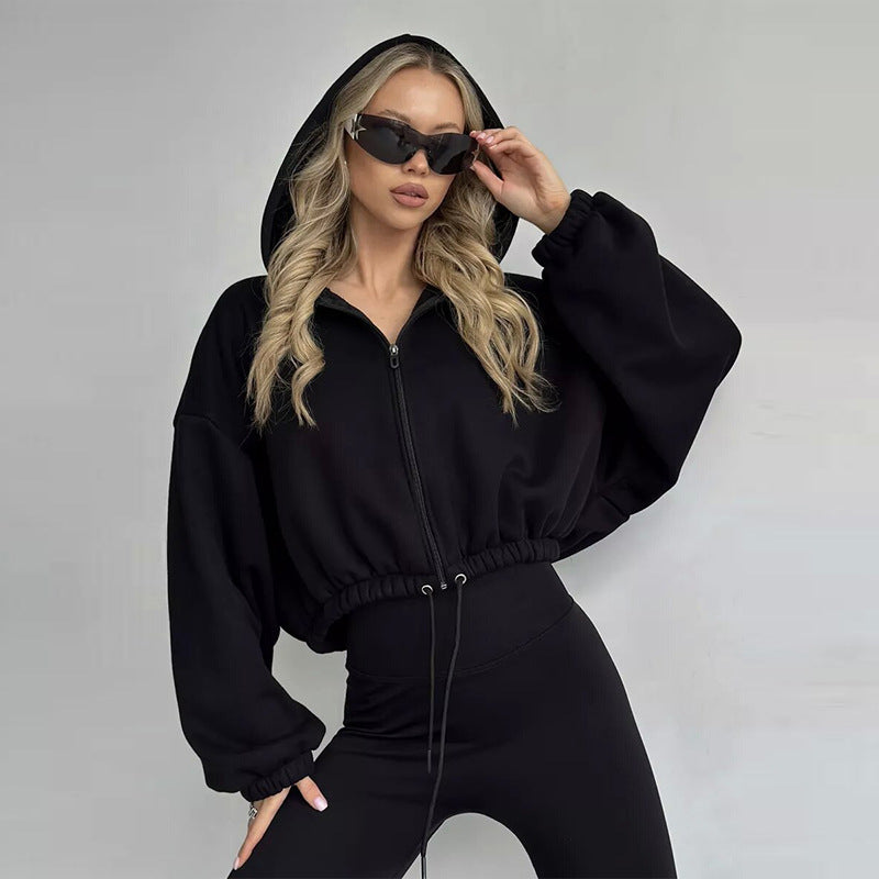 Damen Sportlicher Cropped Hoodie Sovae