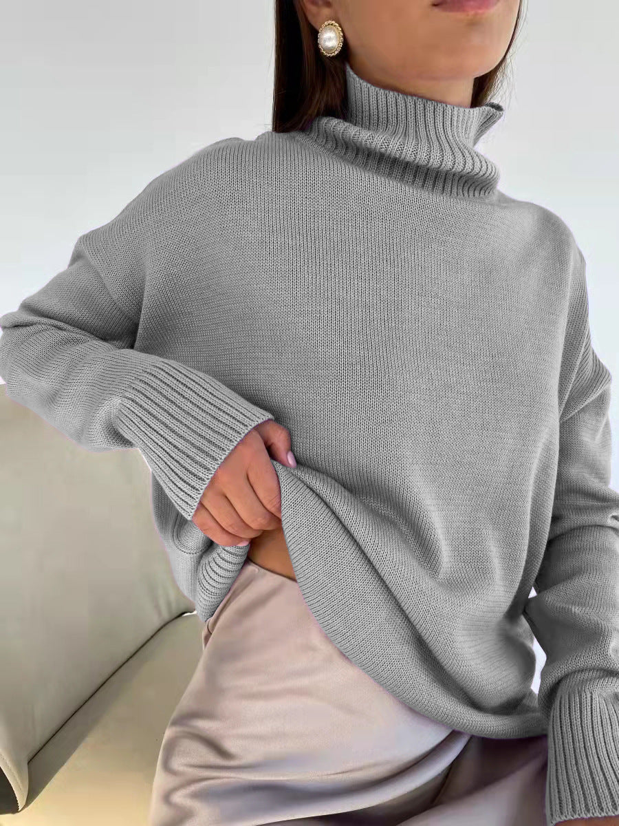 Damen eleganter Rollkragenpullover aus feinem Strick Sovae
