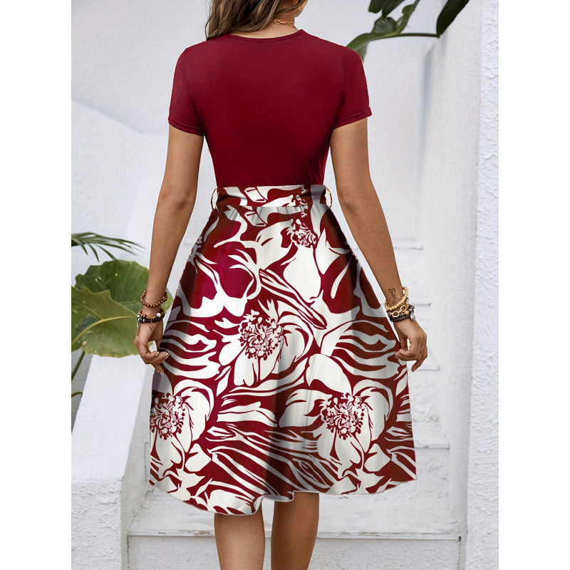 Damen Midi-Kleid mit floralem Design und tailliertem Schnitt Sovae