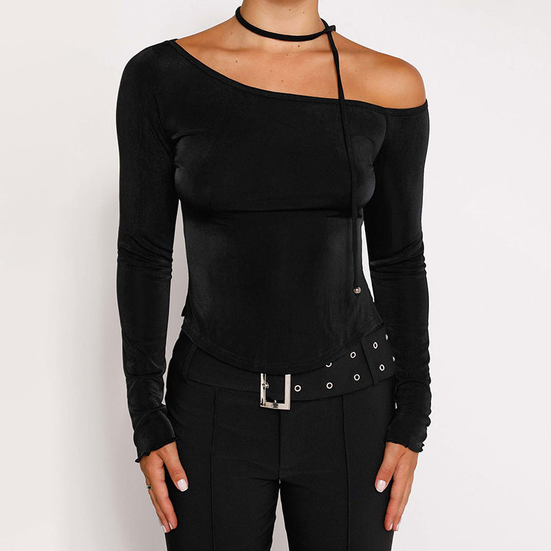 Damen asymmetrisches Langarmshirt mit dekonstruiertem Design Sovae
