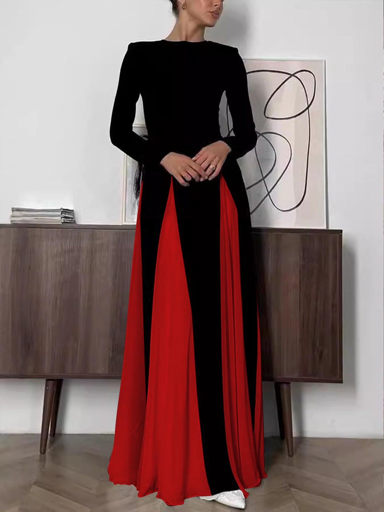 Damen Elegantes und modernes Maxi-Kleid mit asymmetrischem Schnitt Sovae
