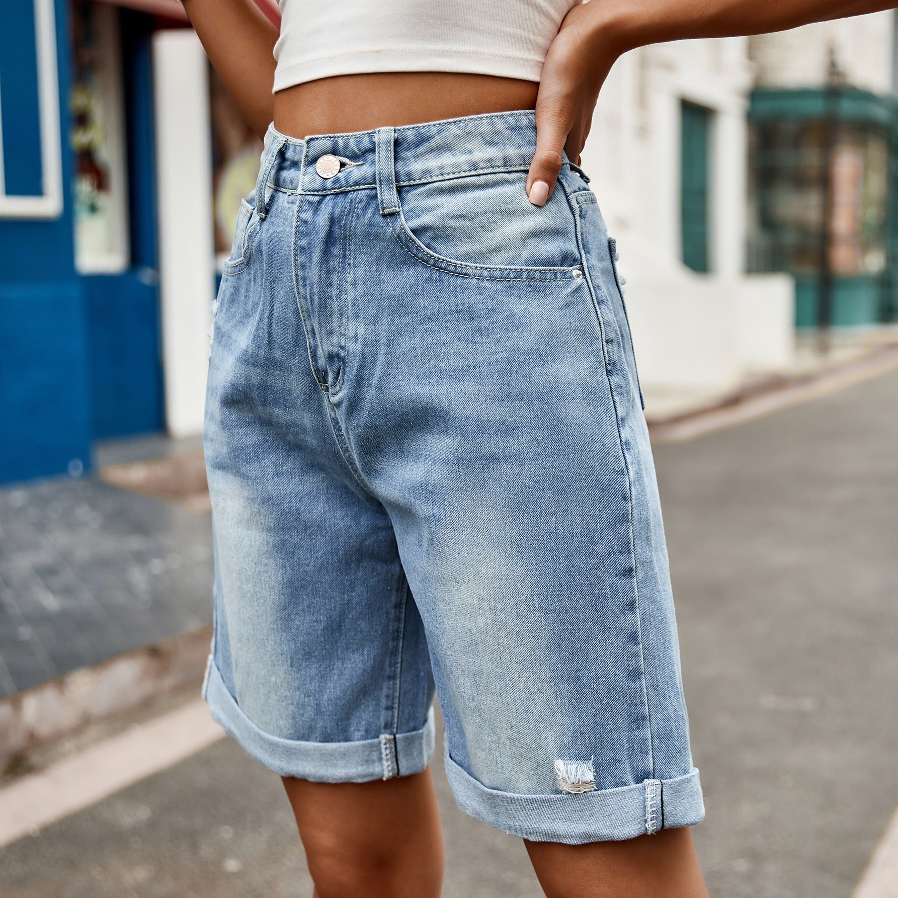 Damen Modische Denim-Shorts Sovae