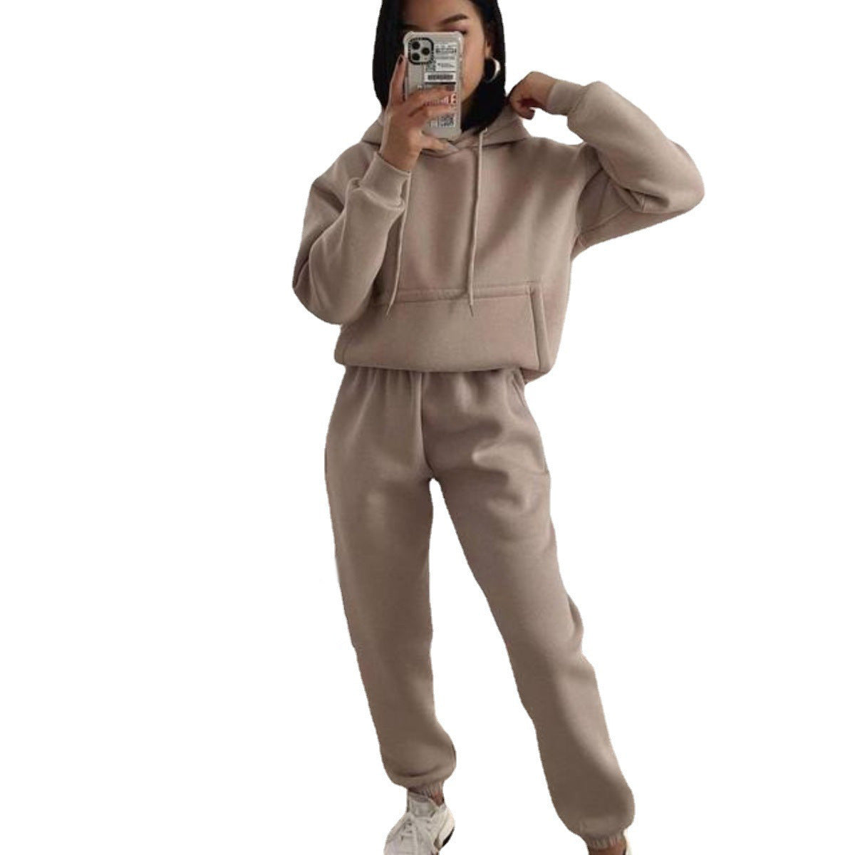 Damen lässiger Fleece-Hoodie und Jogginghose Set Sovae