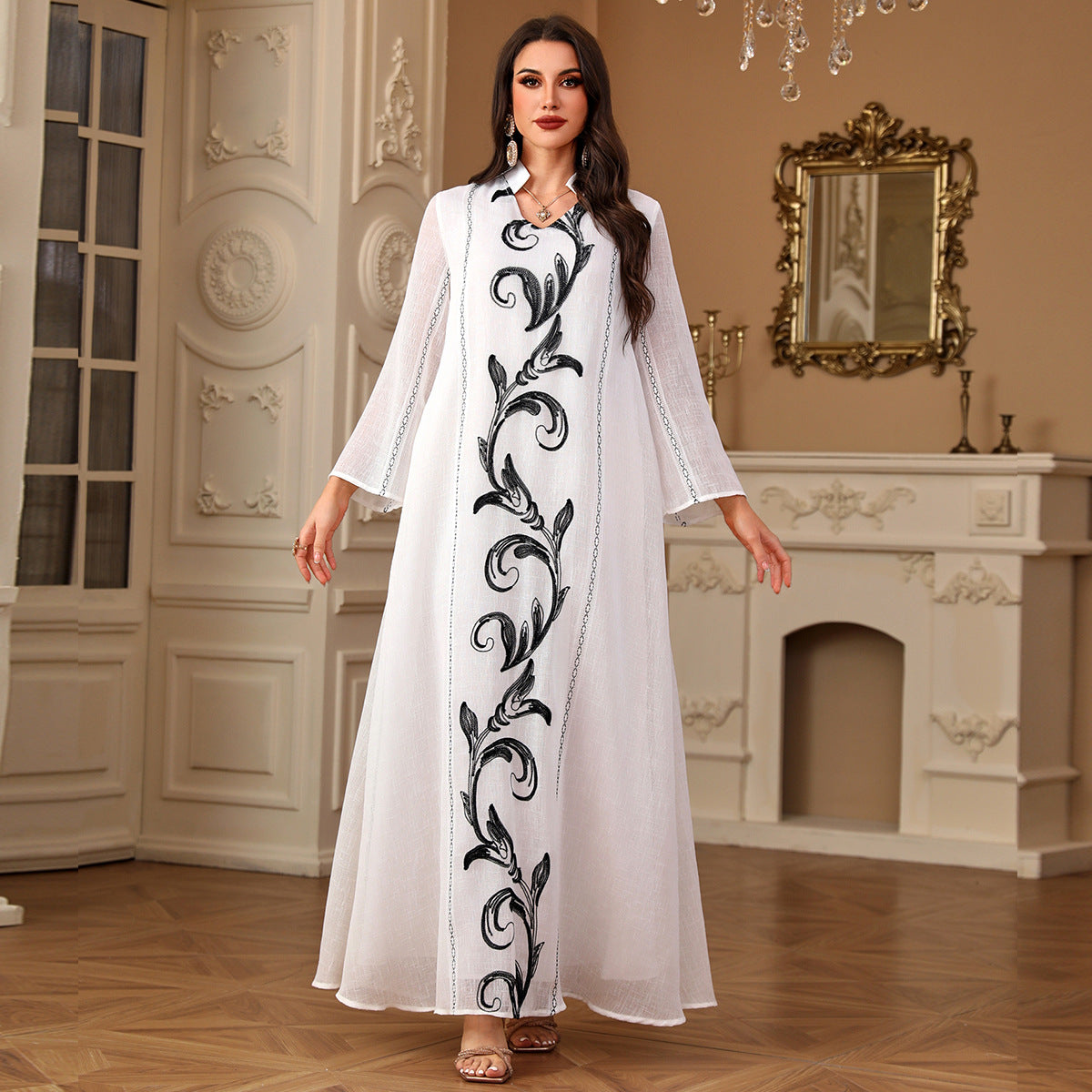 Damen Elegantes und kunstvoll besticktes Maxikleid Sovae