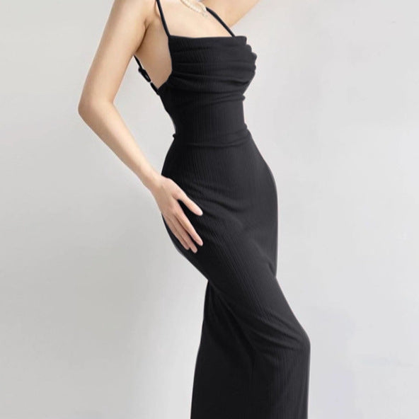 Damen Elegantes Maxikleid mit herausragendem Drapierungsdesign und schickem Spaghetti-Träger Sovae