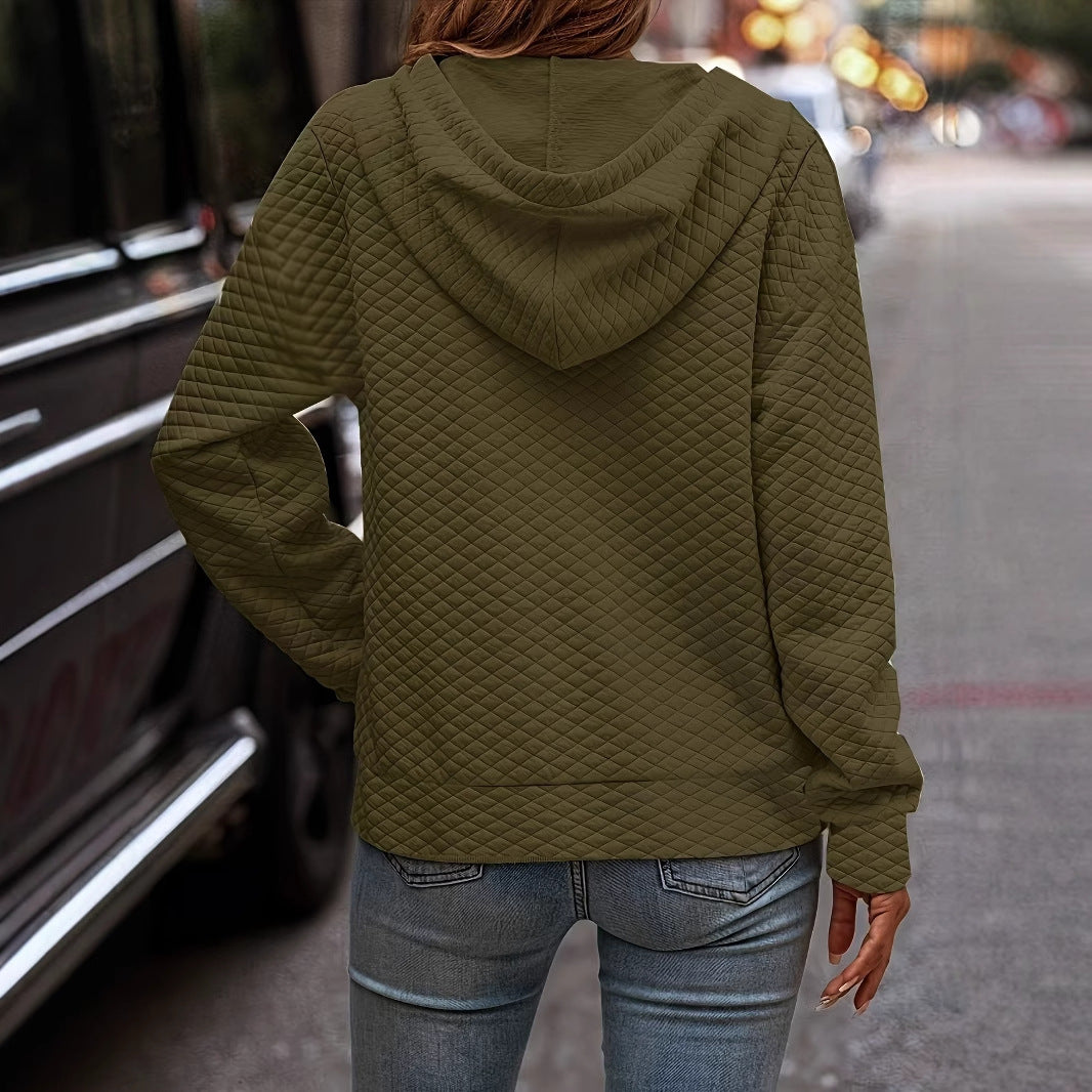 Damen lässiger gestepptet Hoodie mit Kängurutasche Sovae