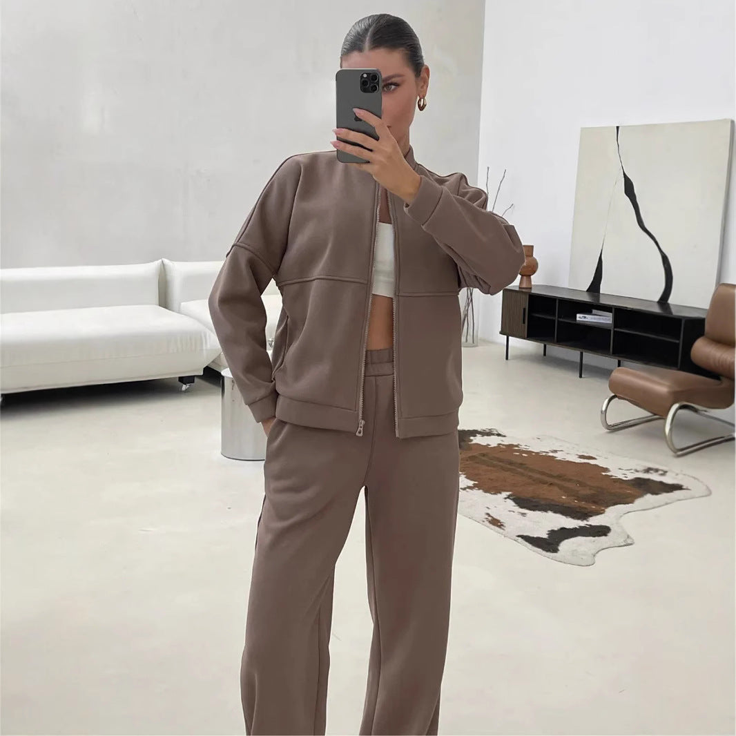 Damen Sportliches Fleece-Set mit durchgehendem Reißverschluss Sovae