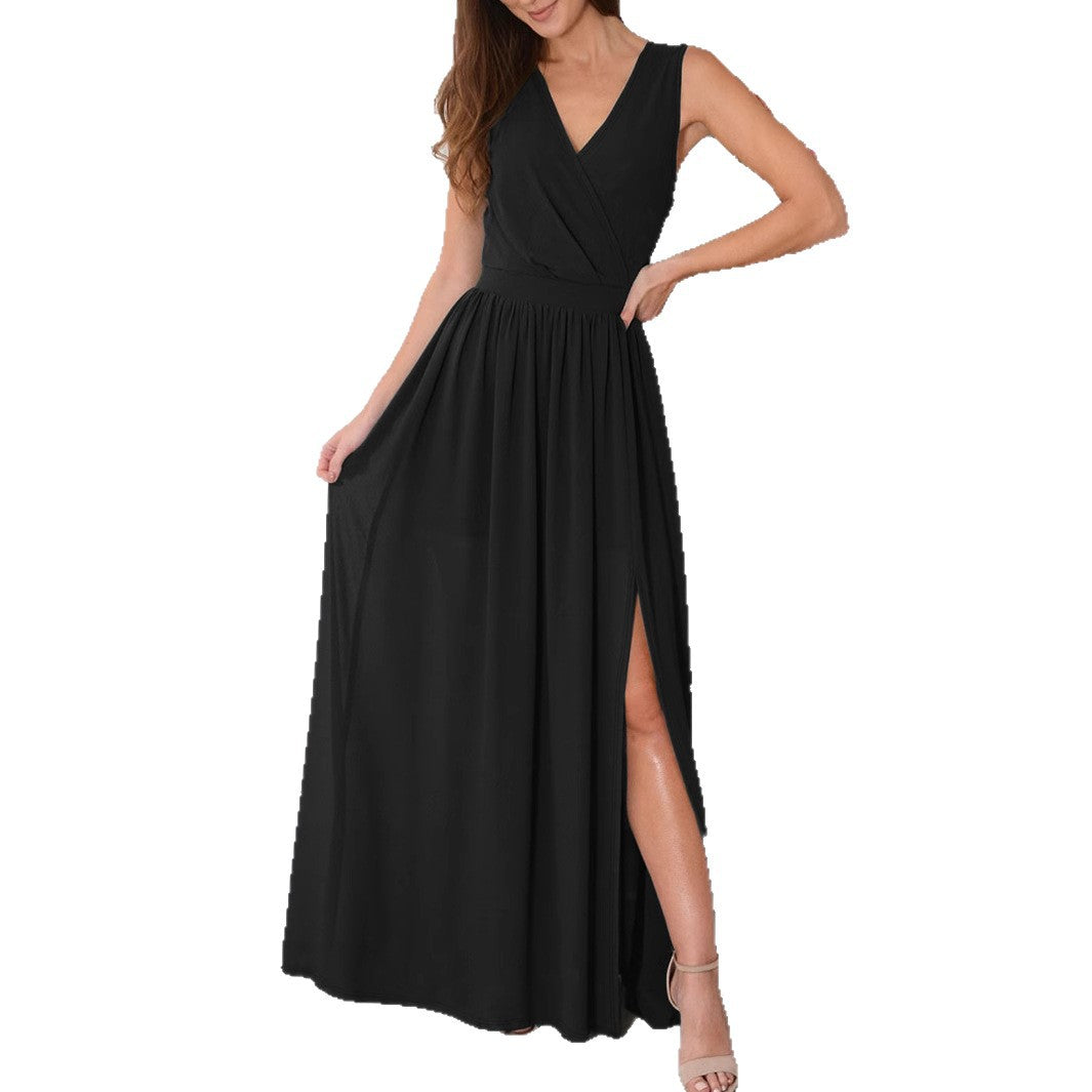 Damen Maxikleid mit raffiniertem Wickeldesign und verführerischem Beinschlitz Sovae