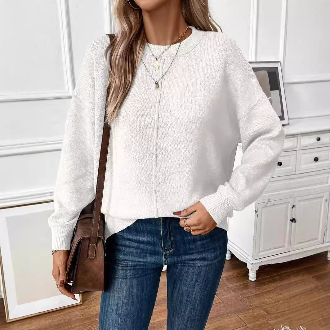 Damen lässiger Strickpullover mit lockerer Passform und schlichtem Design Sovae