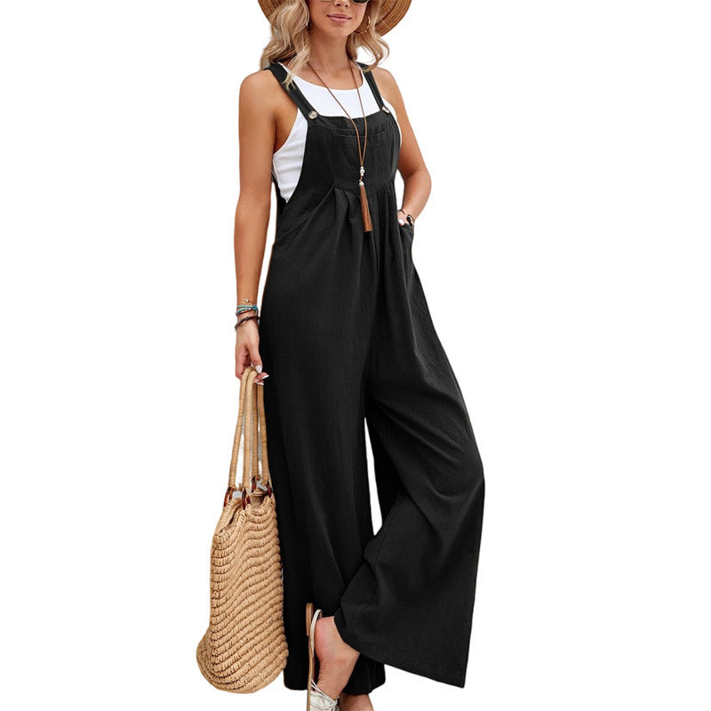 Damen lässiger Jumpsuit mit breiten Beinen und modischen Trägern Sovae