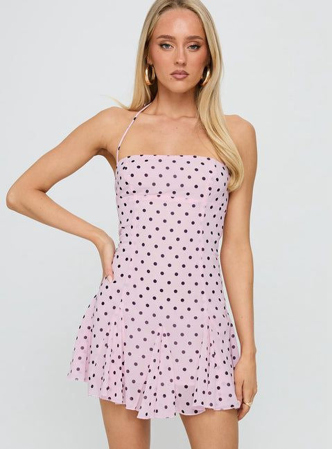 Damen verspieltes Neckholder Kleid mit Punkten Sovae
