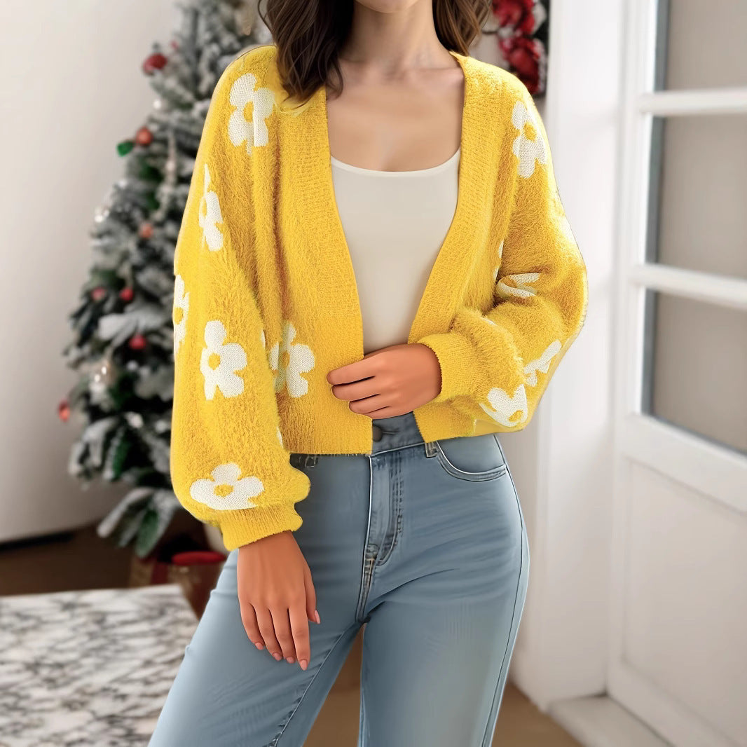 Damen modischer Cardigan mit floralem Design Sovae