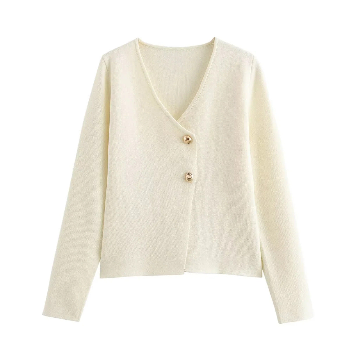 Damen angenehm weicher Strickpullover mit elegantem V-Ausschnitt und maritimen Knopfdetails Sovae