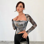 Damen Langarmbluse mit asymmetrischem Schnitt und kreativem Design Sovae