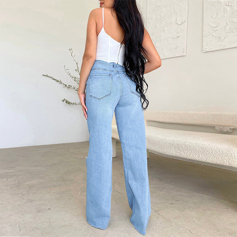 Damen Trendige Bootcut Jeans Sovae