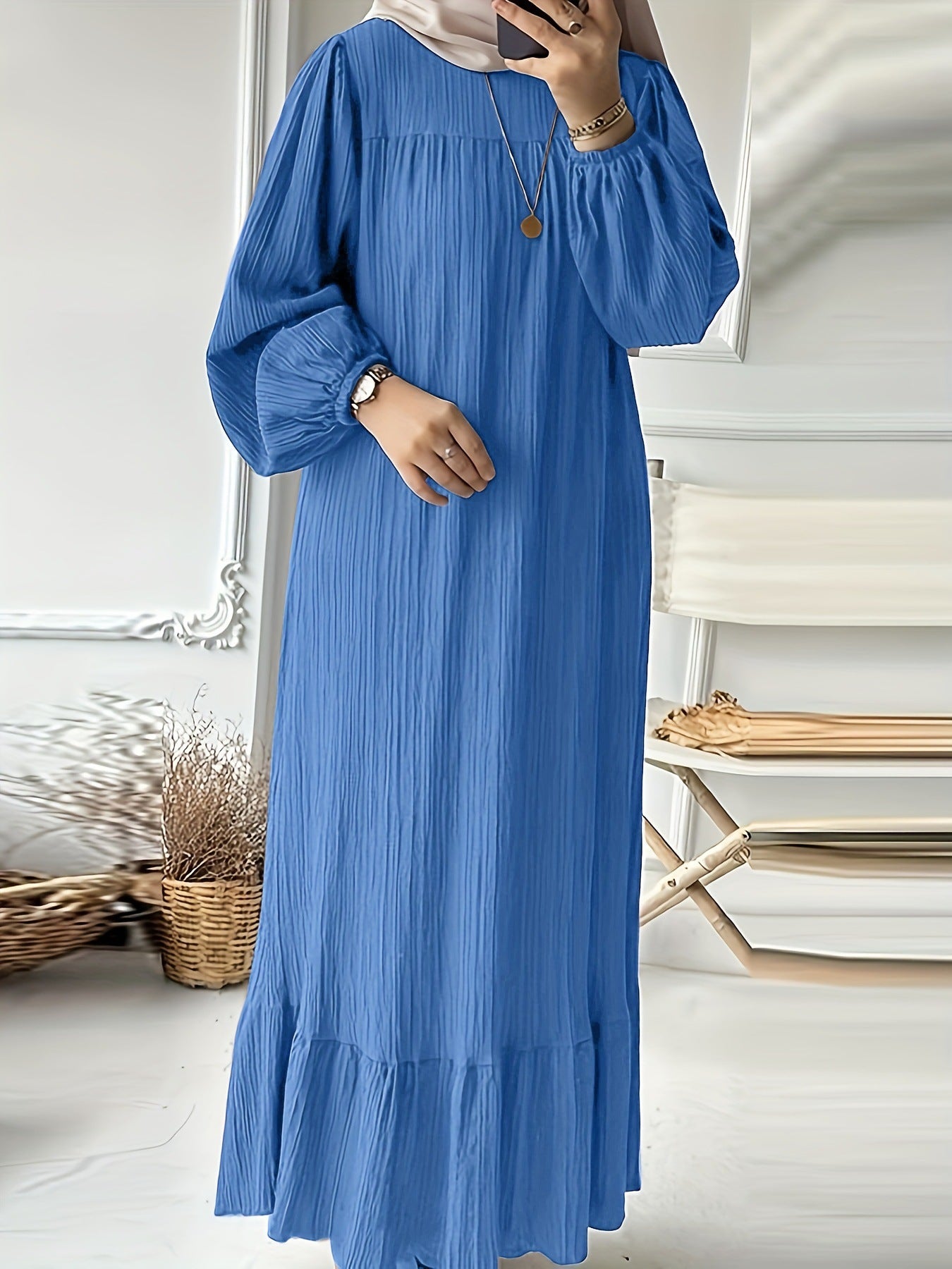 Damen Maxikleid mit waagerechtem Faltenwurf Sovae