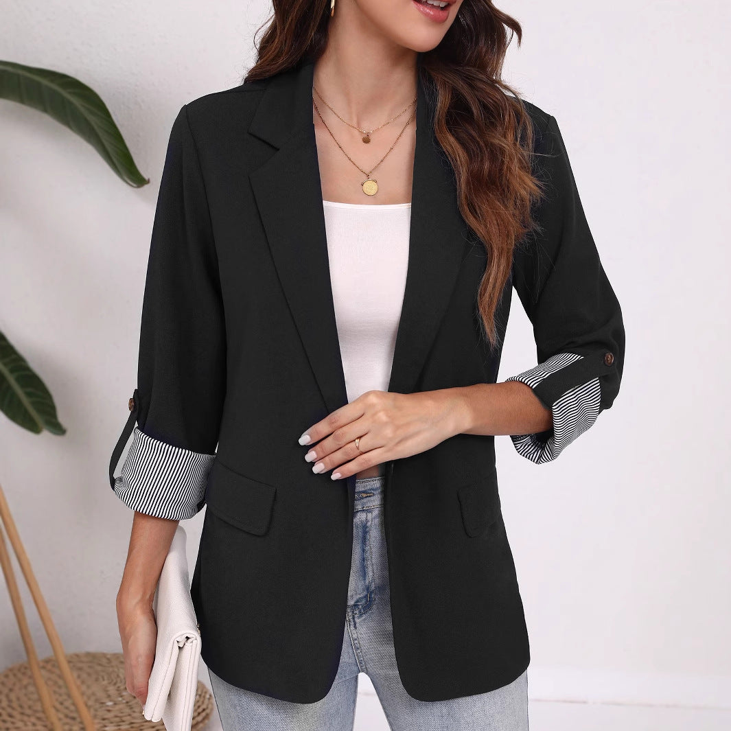 Damen Eleganter Blazer mit gestreiften Ärmeln und klassischem Schnitt Sovae