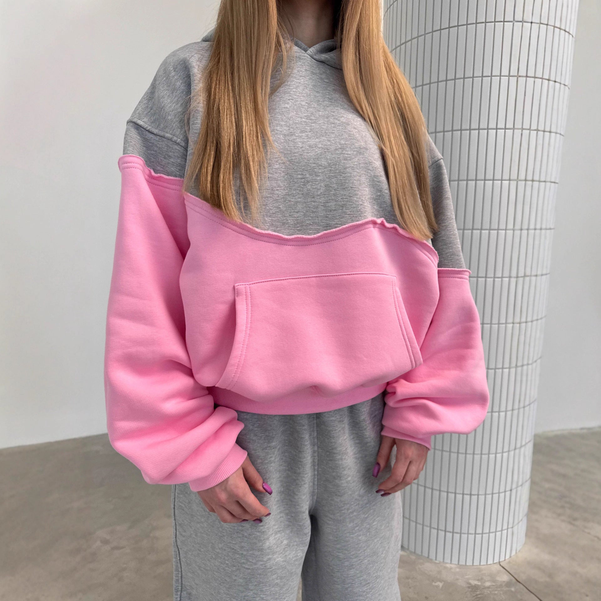 Damen sportliches Freizeit-Loungewear-Set mit kontrastierenden Einsätzen Sovae