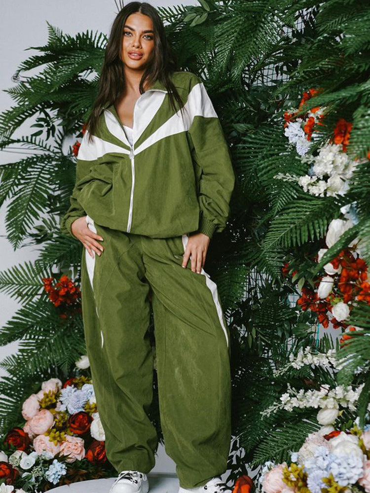 Damen Sportliche Freizeitjacke und weite Hose Set Sovae