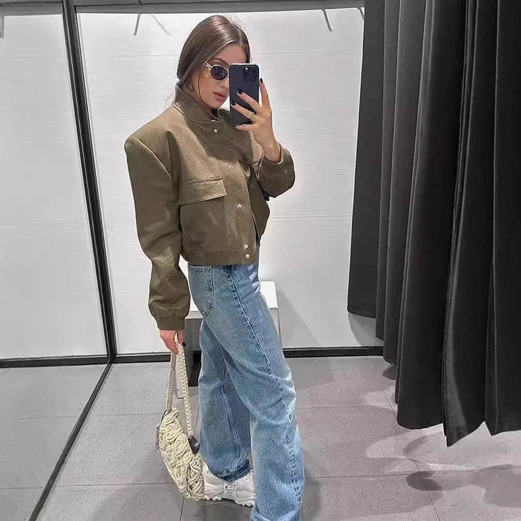 Damen Bomberjacke mit stylischem Schnitt und praktischen Taschen Sovae