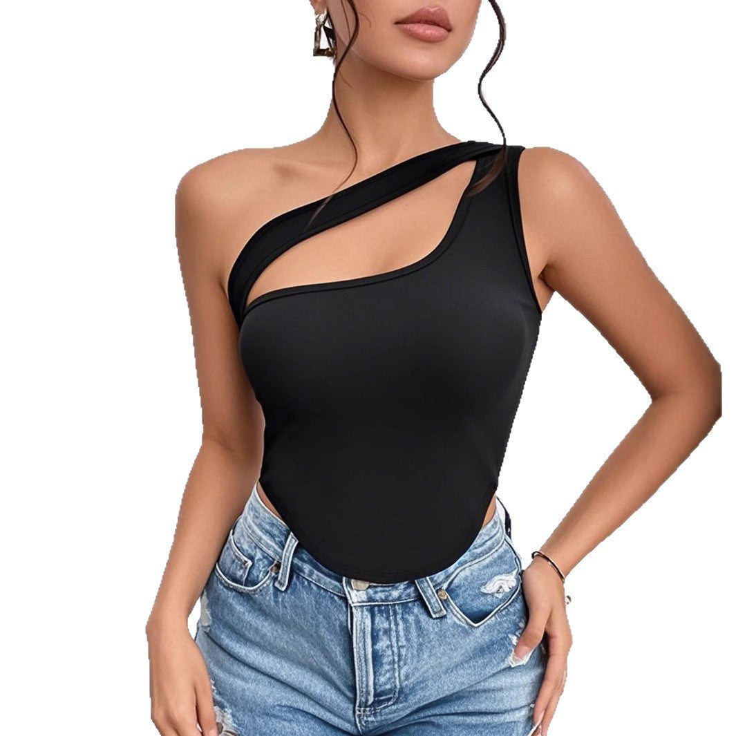 Damen ärmelloses Body mit asymmetrischem Ausschnitt Sovae