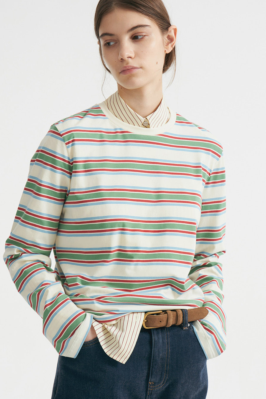 Damen Langarmshirt mit stylischem Streifenmuster Sovae
