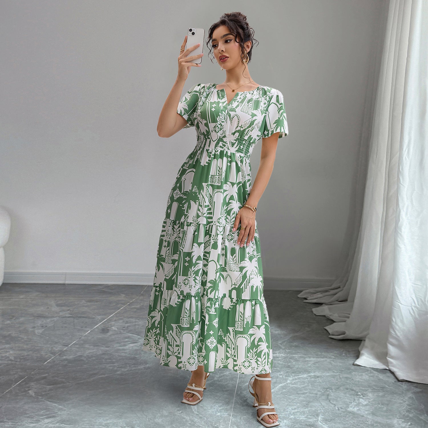 Damen Maxikleid mit floralem Muster Sovae