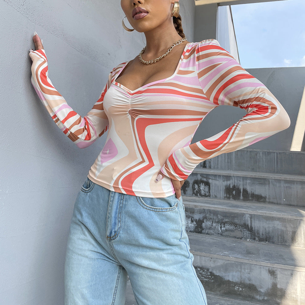 Damen Langarmshirt mit modernem Wellenmuster Sovae