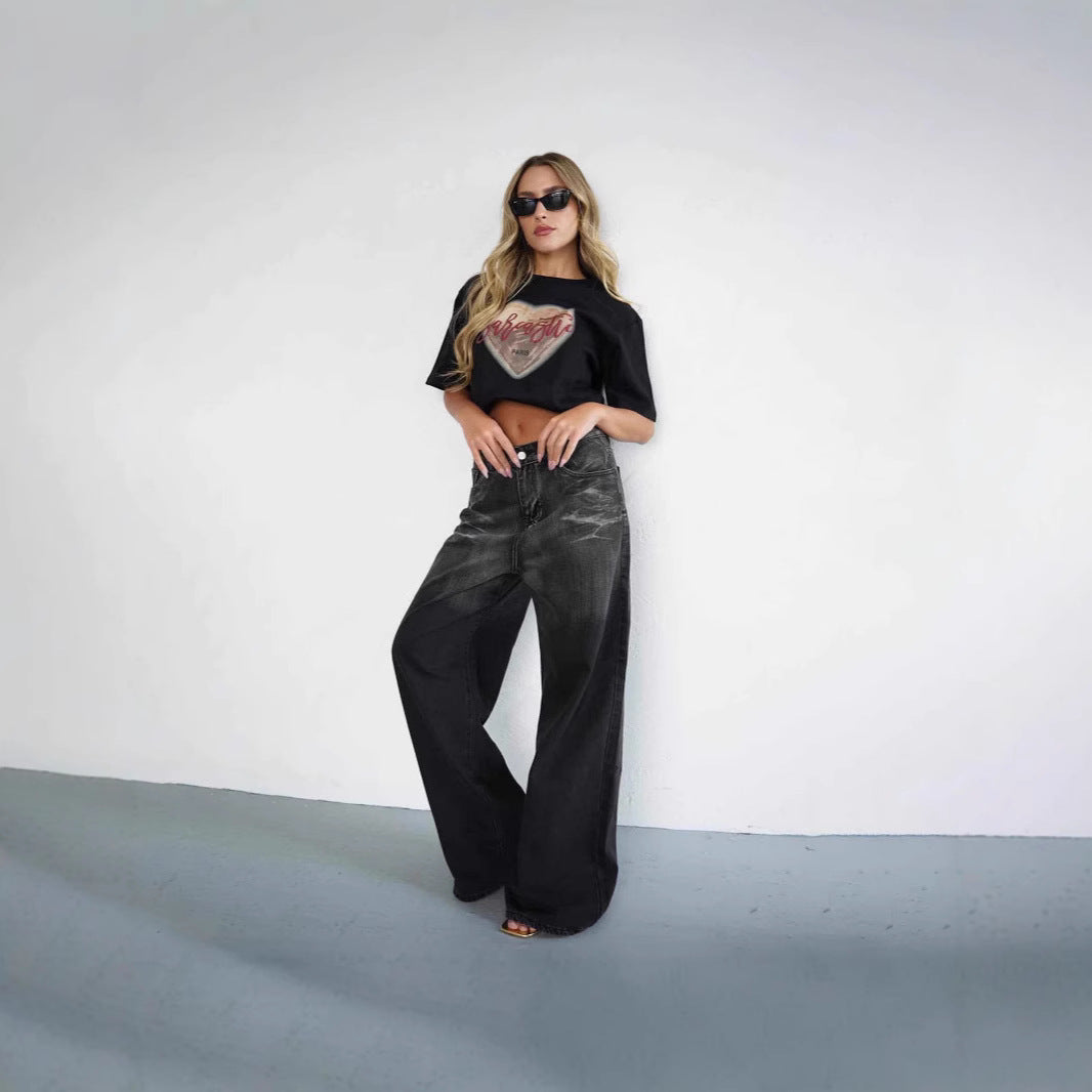 Damen Weit geschnittene Jeans mit strapazierfähigem Denim Sovae