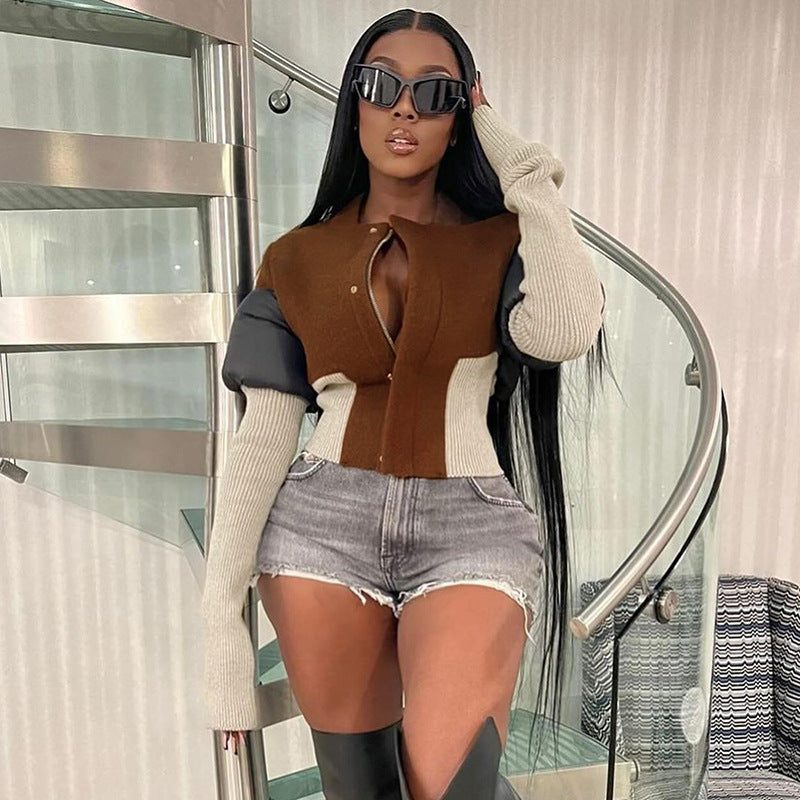 Damen Trendige cropped Blazerjacke Sovae