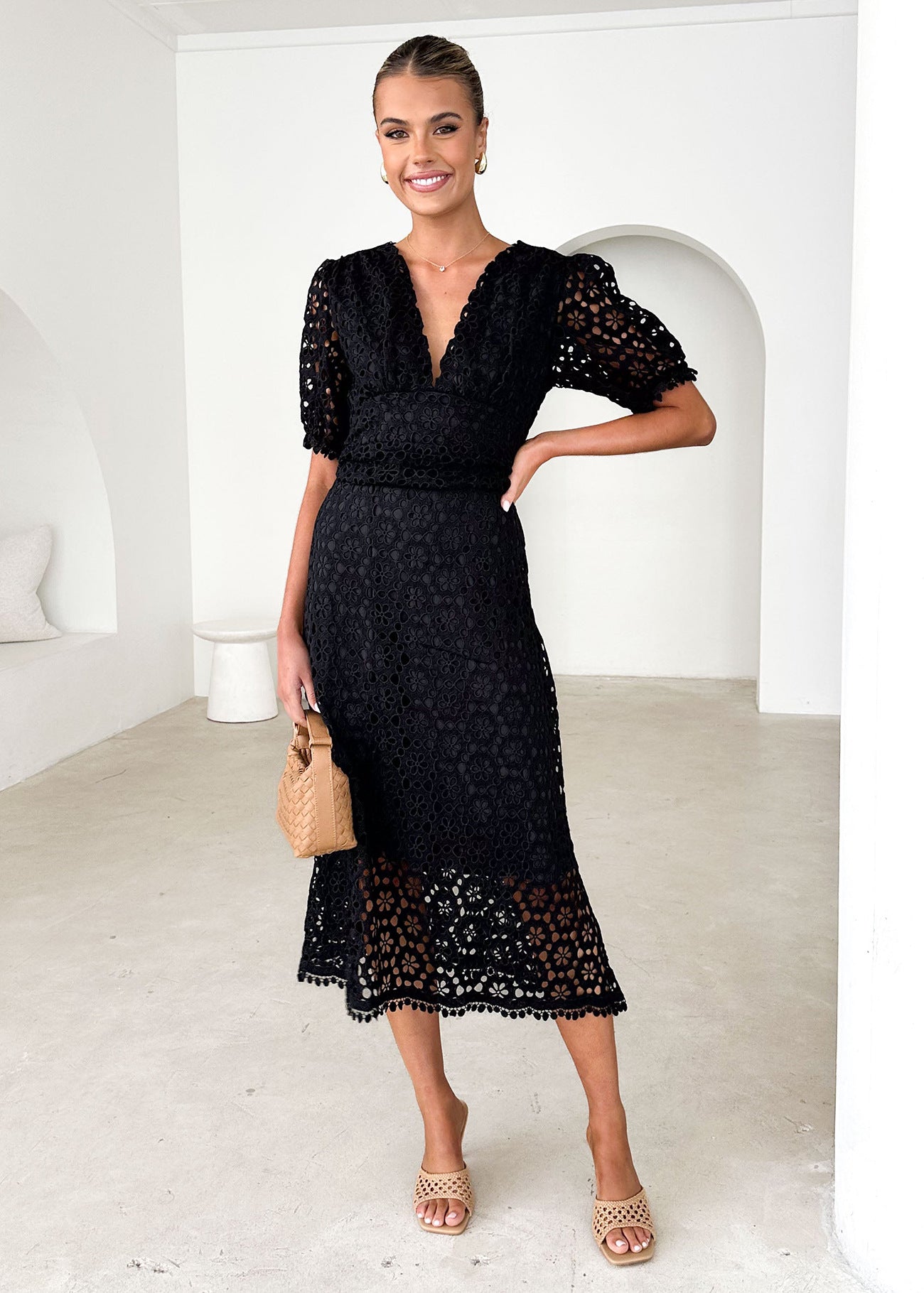 Damen Spitzen-Maxikleid Sovae