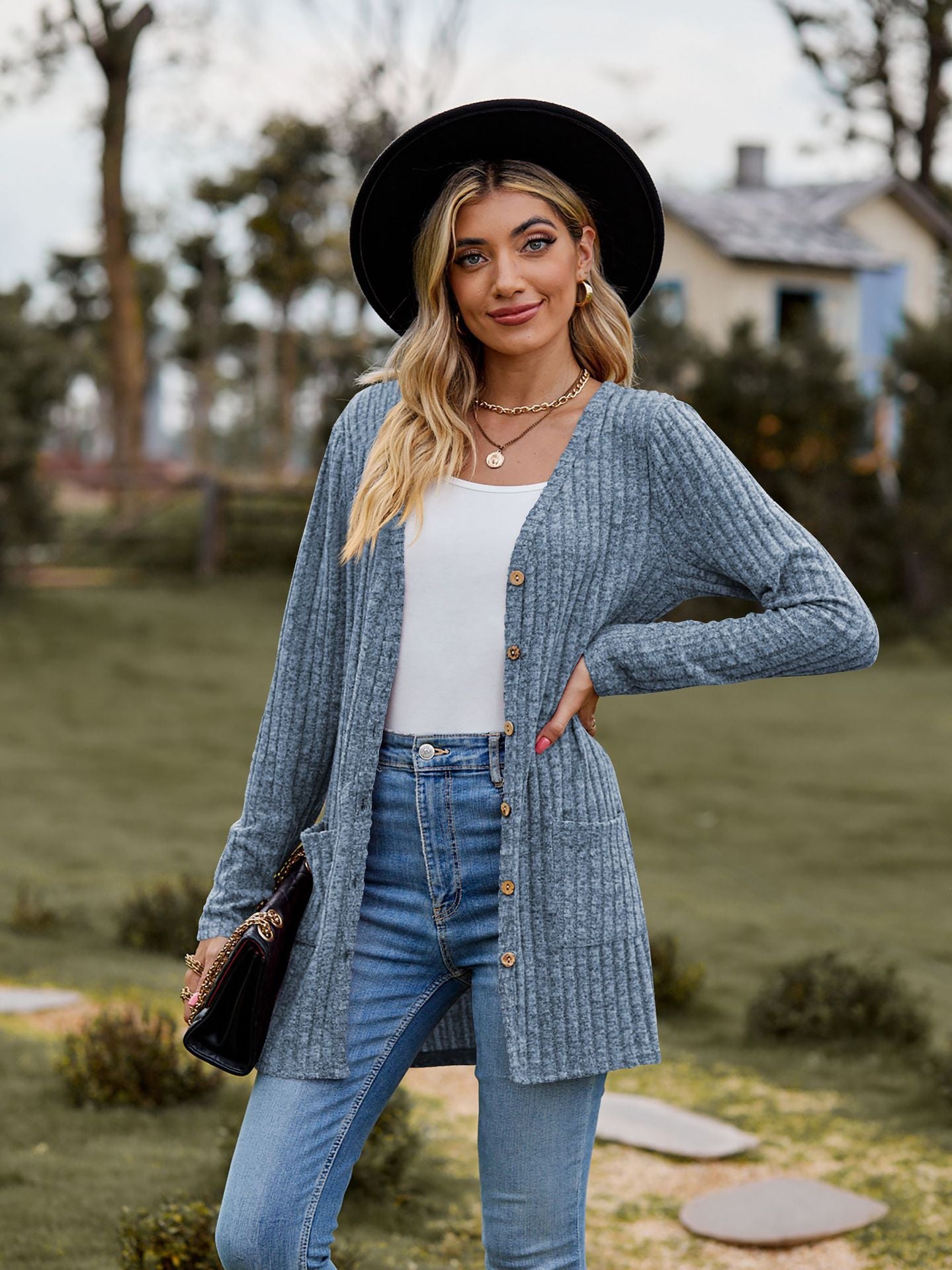 Damen Strickjacke mit strukturiertem Muster und praktischen Taschen Sovae 1753970709