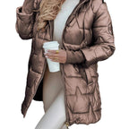 Damen Sportliche Daunenjacke mit Kapuze und Reißverschluss Sovae