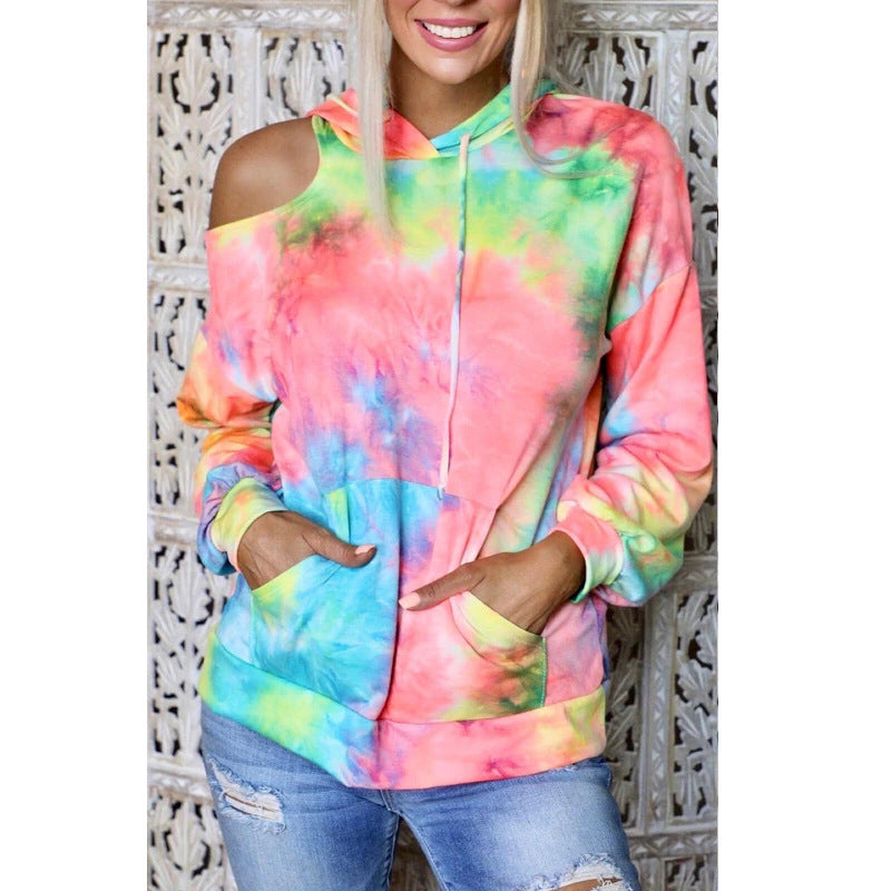 Damen Kapuzenpullover mit ausgeschnittenem Schulterdesign Sovae