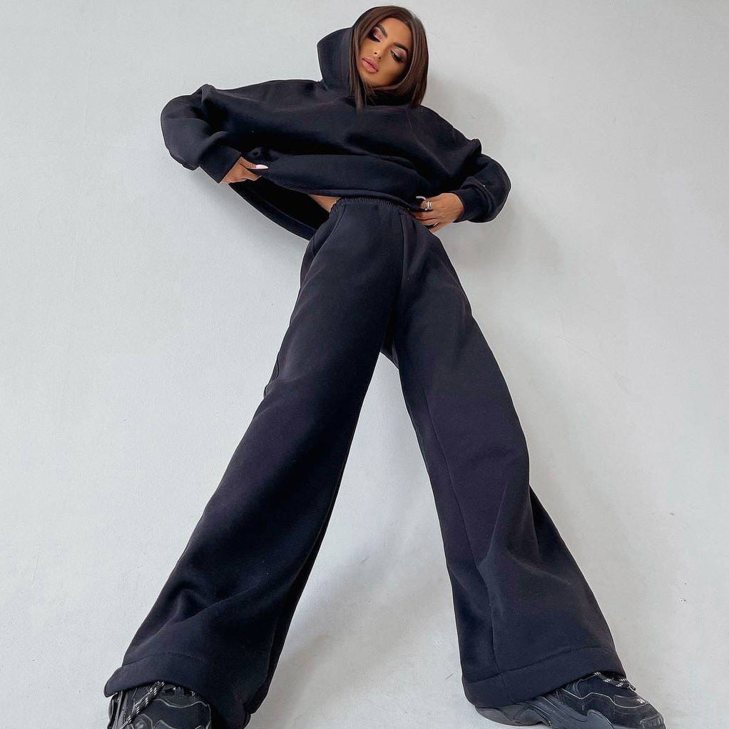 Damen Sportlicher Fleece-Zweiteiler mit weitem Schnitt Sovae
