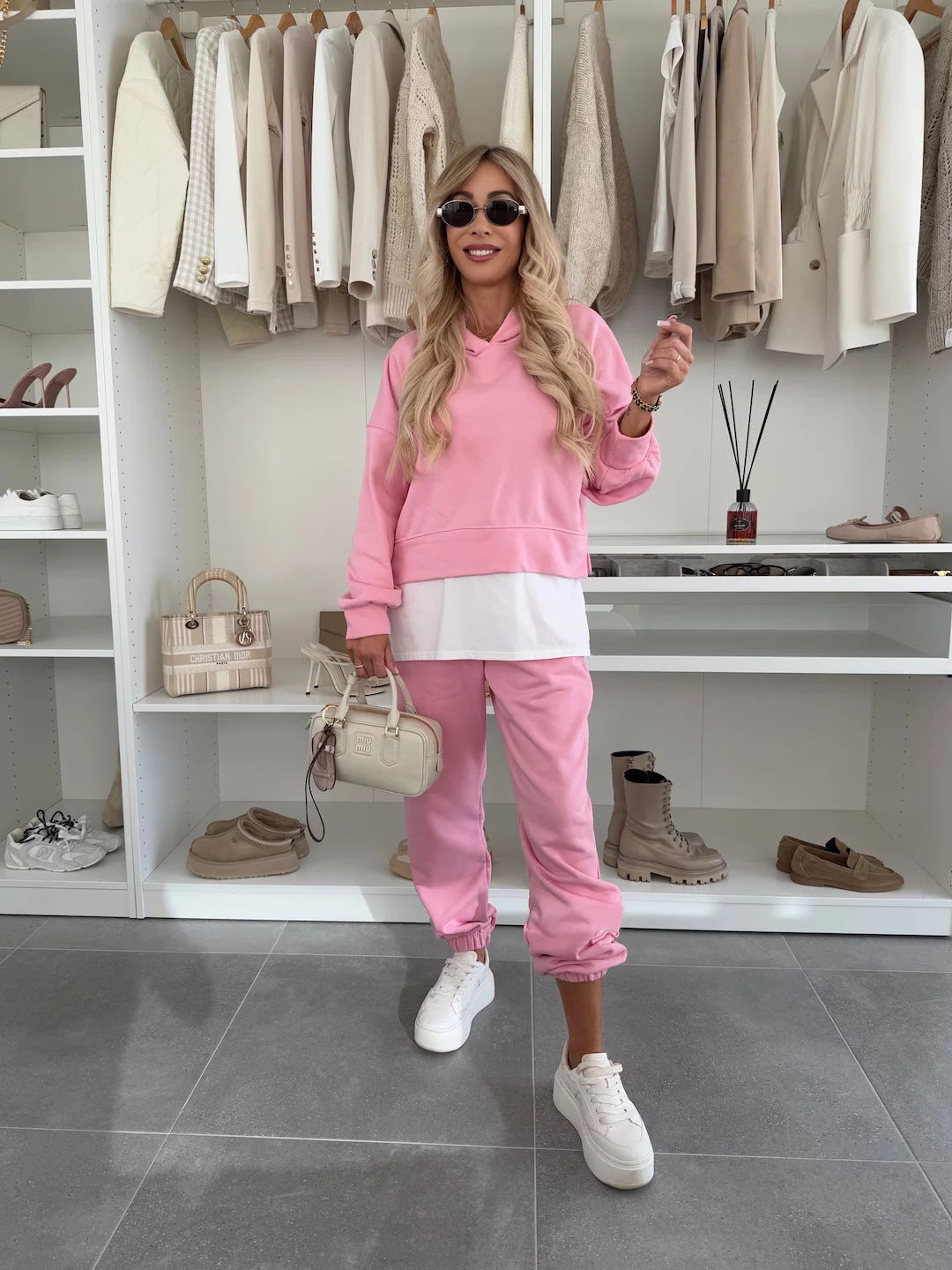 Damen lässiger Oversized Hoodie mit elastischem Bund und weiten Jogginghose Set Sovae